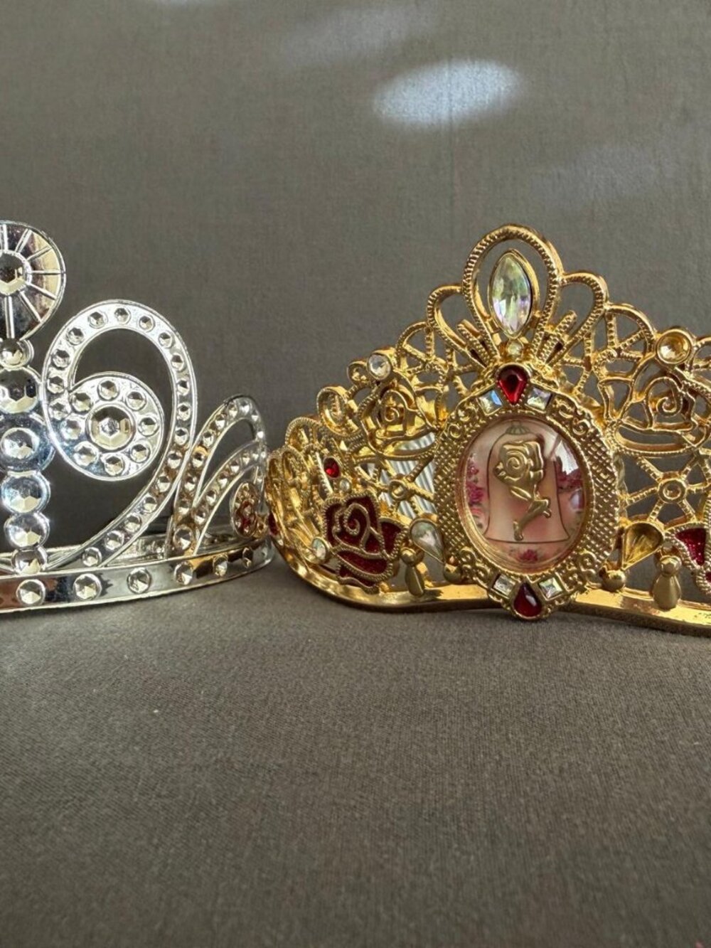 RARE Disney Beauty & the Beast Enchanted Rose Tiara Crown + Silver DIY Tiara Set